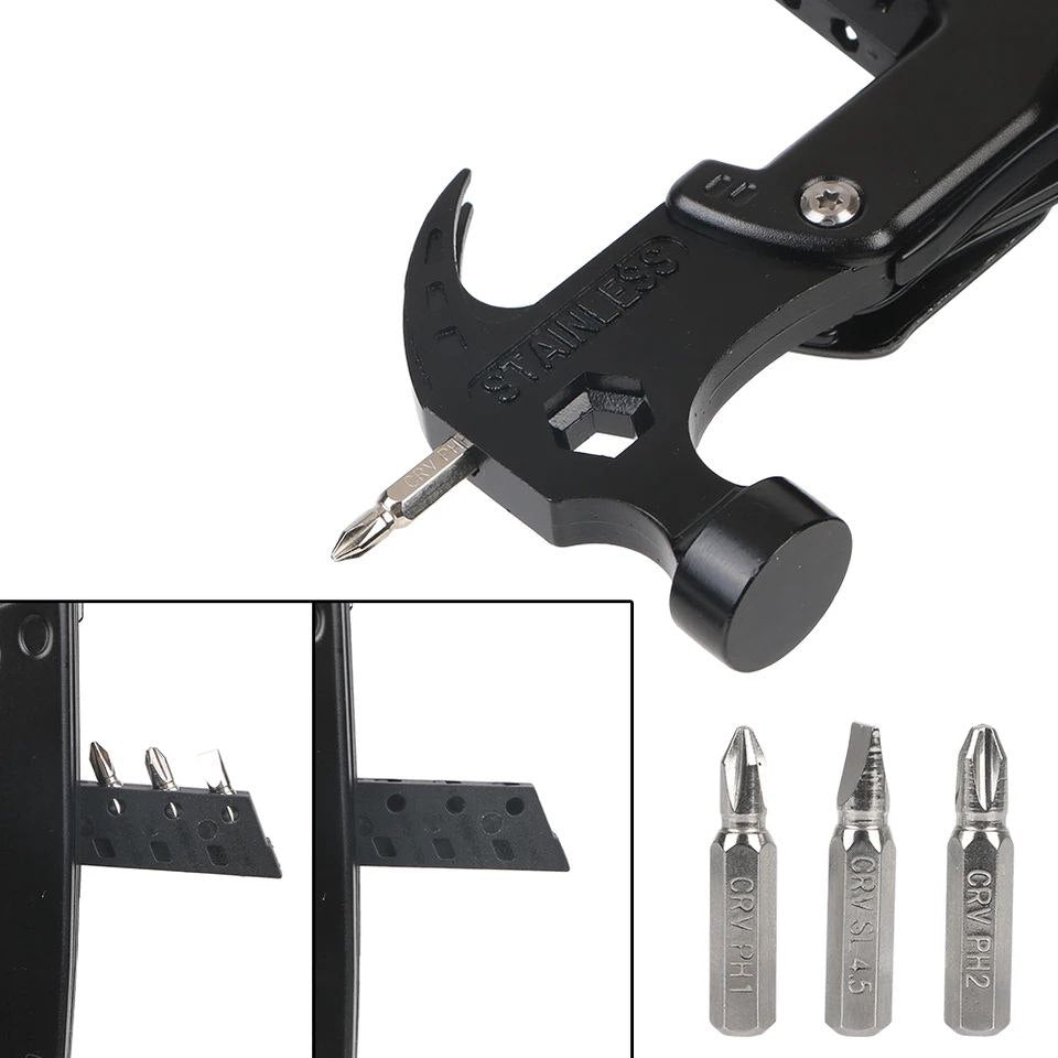MultiTool Martillo Multifuncional 14 en 1 de Acero Inoxidable, prepárate para cualquier tarea