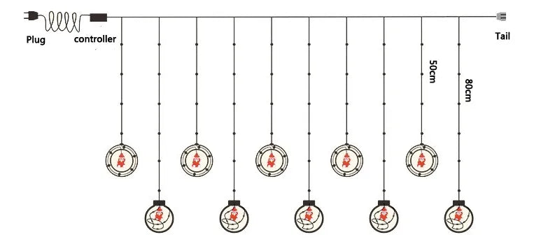 Luces Navideñas Cortina Bola Aro 3 Mtrs