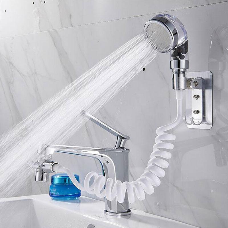 MultiGrifo Cabezal de ducha de lavabo completo con soporte de pared y manguera flexible