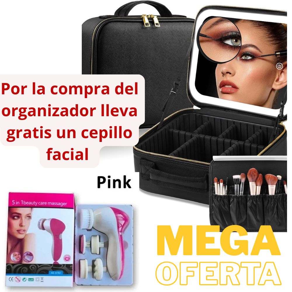Beauty-Glow Organizador de maquillaje y cepillo facial 5 en 1