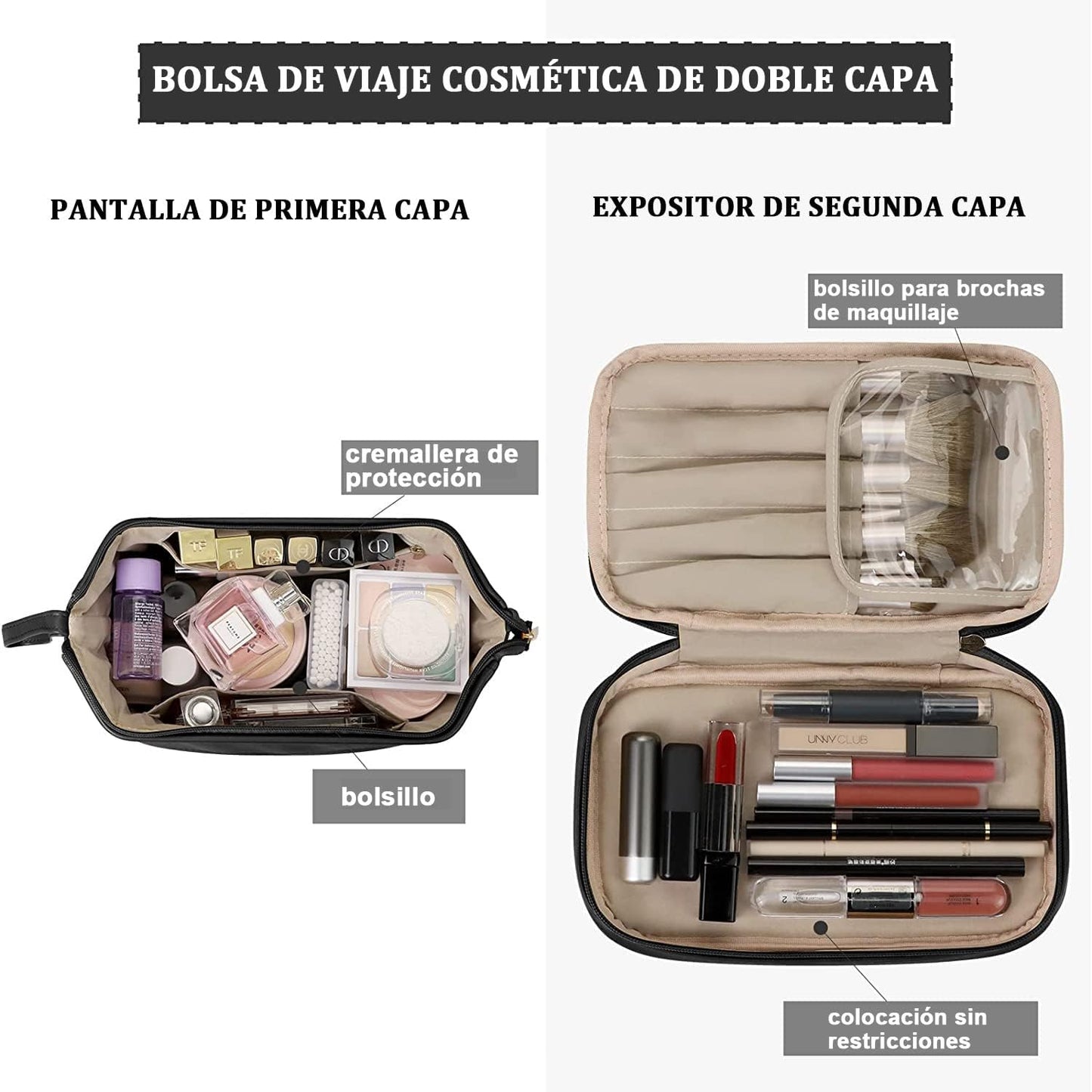 DuoChic Bag Cosmetiquera de doble espacio.