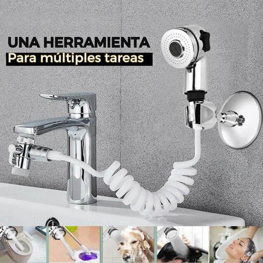 MultiGrifo Cabezal de ducha de lavabo completo con soporte de pared y manguera flexible