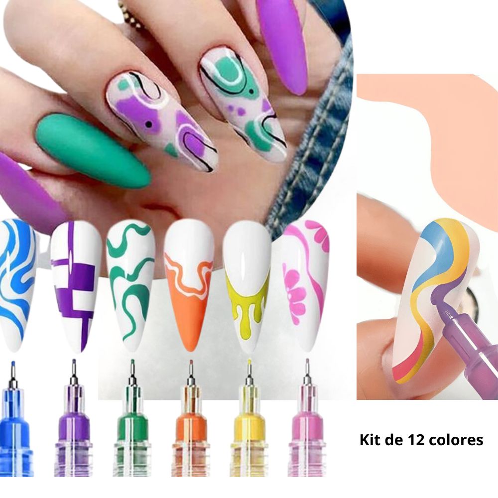 ColorARTE - Kit 12 bolígrafos para pintar uñas