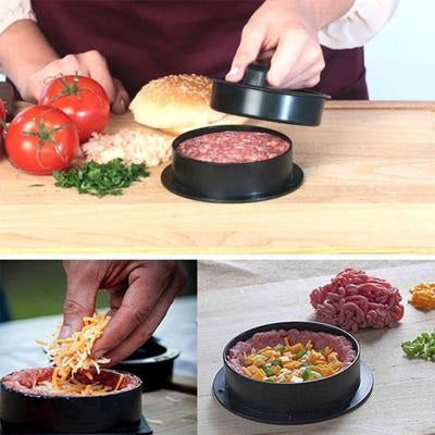 Prensa Burger Molde 3 en 1, Ideal para Hacer Hamburguesas con Queso Albóndigas en Casa