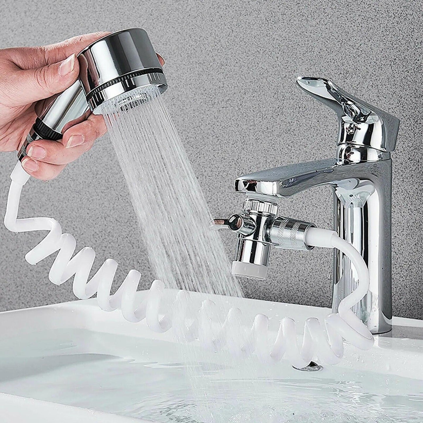 MultiGrifo Cabezal de ducha de lavabo completo con soporte de pared y manguera flexible